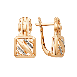 Серьги из красного золота с фианитами