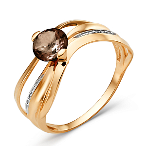 Кольцо из красного золота с раухтопазом