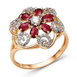 Кольцо из красного золота с гранатами