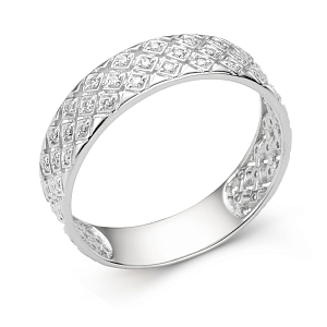 Кольцо из белого золота с фианитами