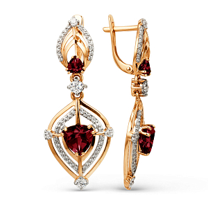 Серьги из красного золота с гранатами