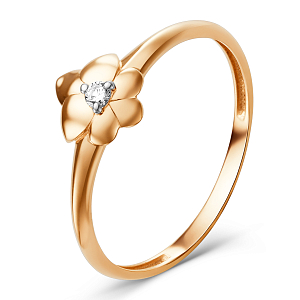 Кольцо из красного золота с фианитом