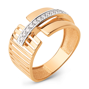 Кольцо из красного золота с фианитами