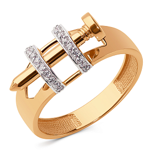 Кольцо из красного золота с фианитами