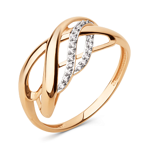 Кольцо из красного золота с фианитами