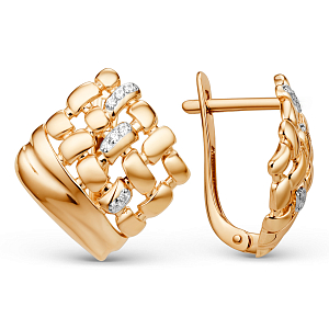 Серьги из красного золота с фианитами