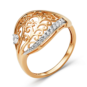 Кольцо из красного золота с фианитами