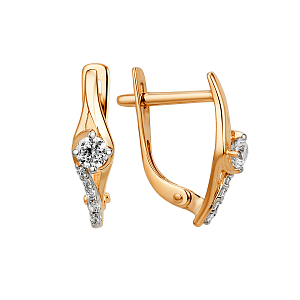 Серьги из красного золота с фианитами