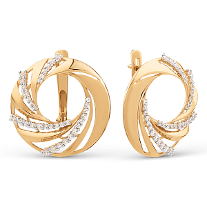 Серьги из красного золота с фианитами