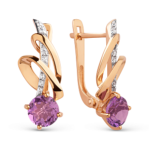 Серьги из красного золота с аметистами