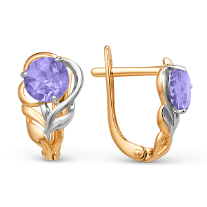 Серьги из красного золота с аметистами