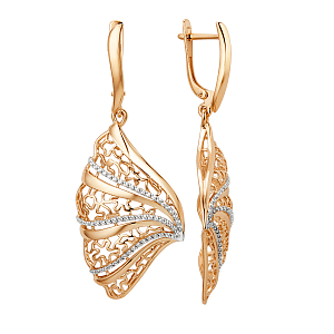 Серьги из красного золота с фианитами