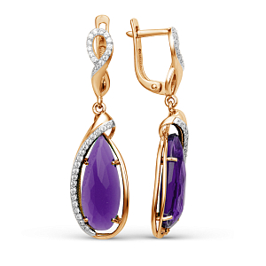 Серьги из красного золота с аметистами