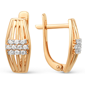 Серьги из красного золота с фианитами