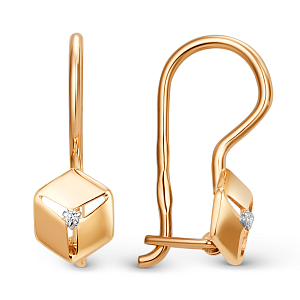 Серьги детские из красного золота с фианитами