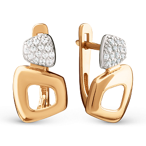 Серьги из красного золота с фианитами