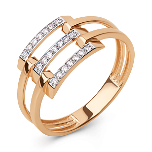 Кольцо из красного золота с фианитами