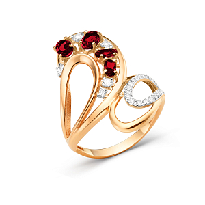 Кольцо из красного золота с гранатами