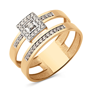 Кольцо из красного золота с фианитами