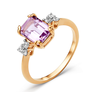 Кольцо из красного золота с аметистом