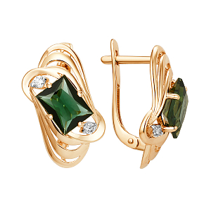 Серьги из красного золота с турмалинами