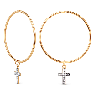 Серьги конго из красного золота с фианитами