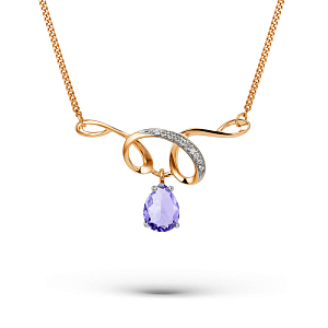 Колье из красного золота с аметистом