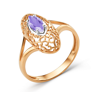 Кольцо из красного золота с аметистом