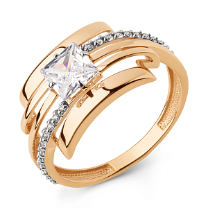 Кольцо из красного золота с фианитами