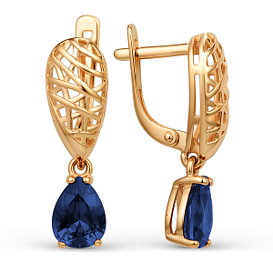 Серьги из красного золота с корундами