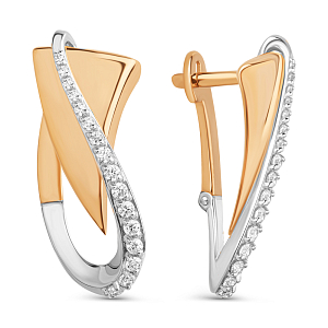 Серьги из красного золота с фианитами