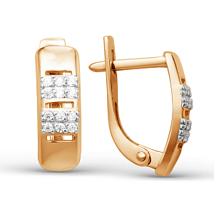 Серьги из красного золота с фианитами