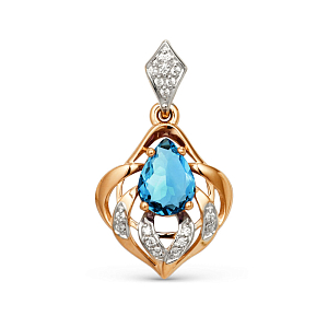 Подвеска из красного золота с лондон топазом