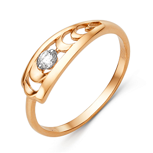 Кольцо из красного золота с фианитом