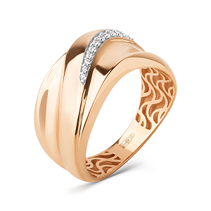 Кольцо из красного золота с фианитами