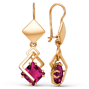 Серьги из красного золота с корундами