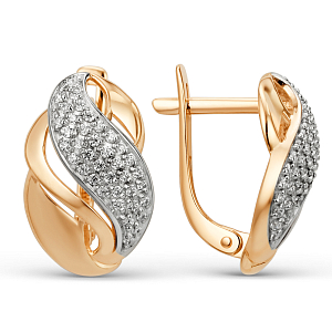 Серьги из красного золота с фианитами