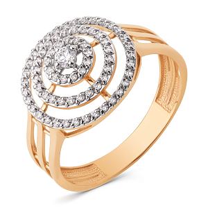 Кольцо из красного золота с фианитами