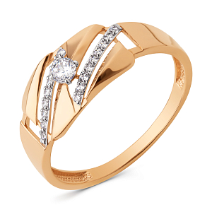 Кольцо из красного золота с фианитами