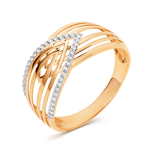 Кольцо из красного золота с фианитами