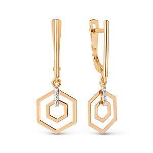 Серьги из красного золота с фианитами