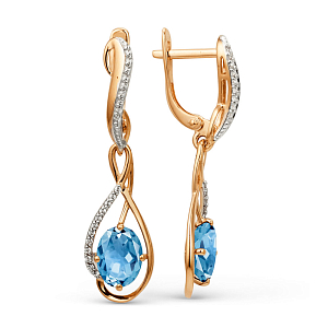 Серьги из красного золота с swiss топазами