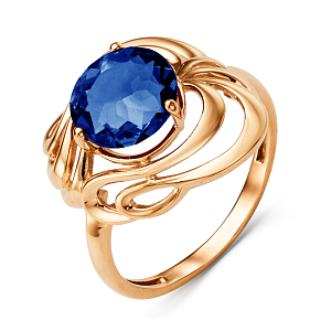 Кольцо из красного золота с корундом