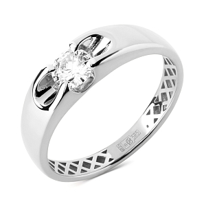 Кольцо из белого золота с фианитом