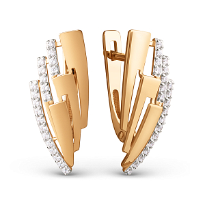 Серьги из красного золота с фианитами