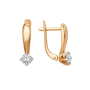 Серьги из красного золота с фианитами