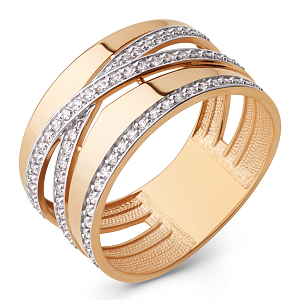 Кольцо из красного золота с фианитами