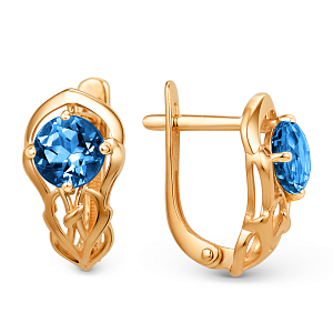 Серьги из красного золота с лондон топазами