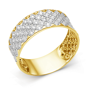 Кольцо из желтого золота с фианитами