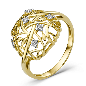 Кольцо из желтого золота с фианитами